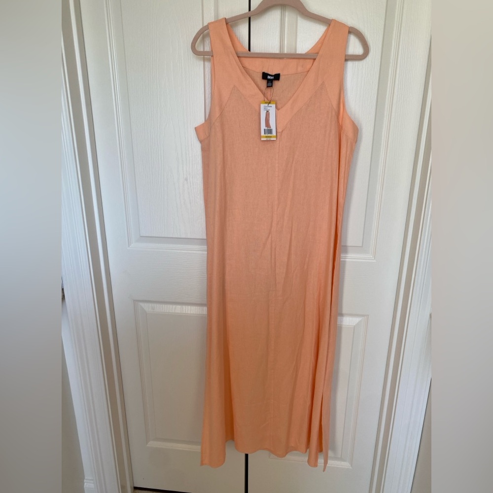 DKNY Peach Sleeveless Maxi Dress